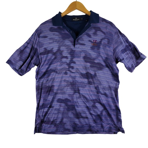 Bugatchi Uomo Other - Bugatchi Uomo Polo Mens Medium Purple Camo Makai Golf Club Short Sleeve Shirt